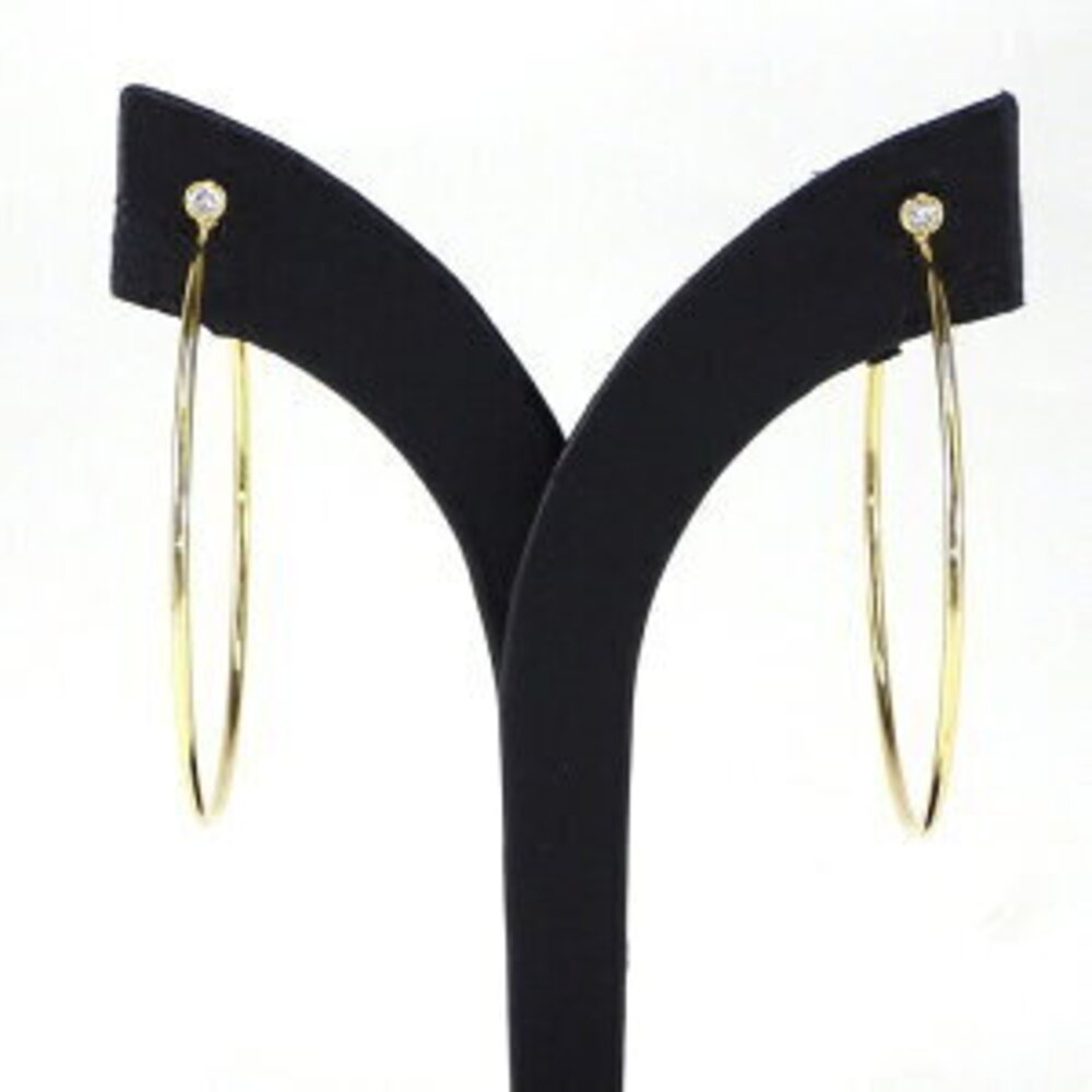 Tiffany Co Hoop Diamond Earrings Yellow Gold Diamonds